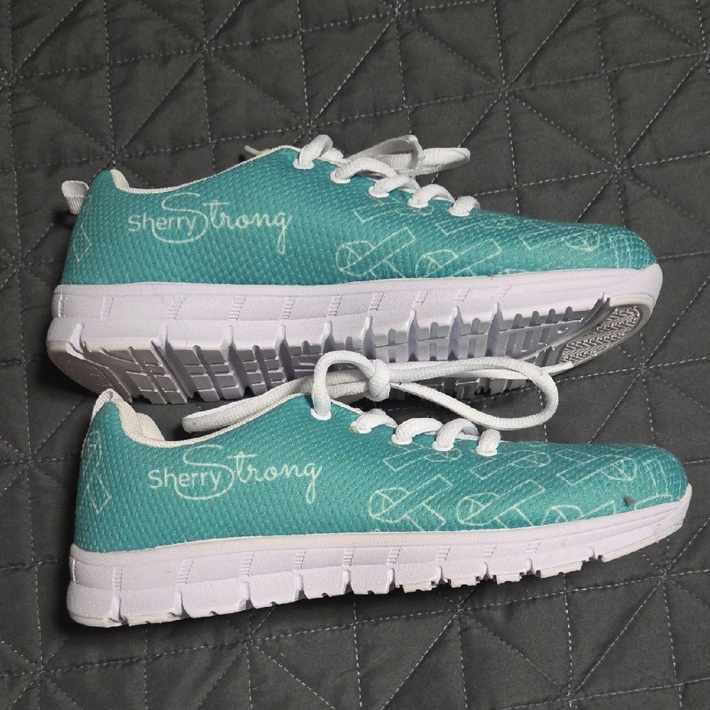 Womens Lightweight Teal Athletic Sneakers (Sherry Strong)